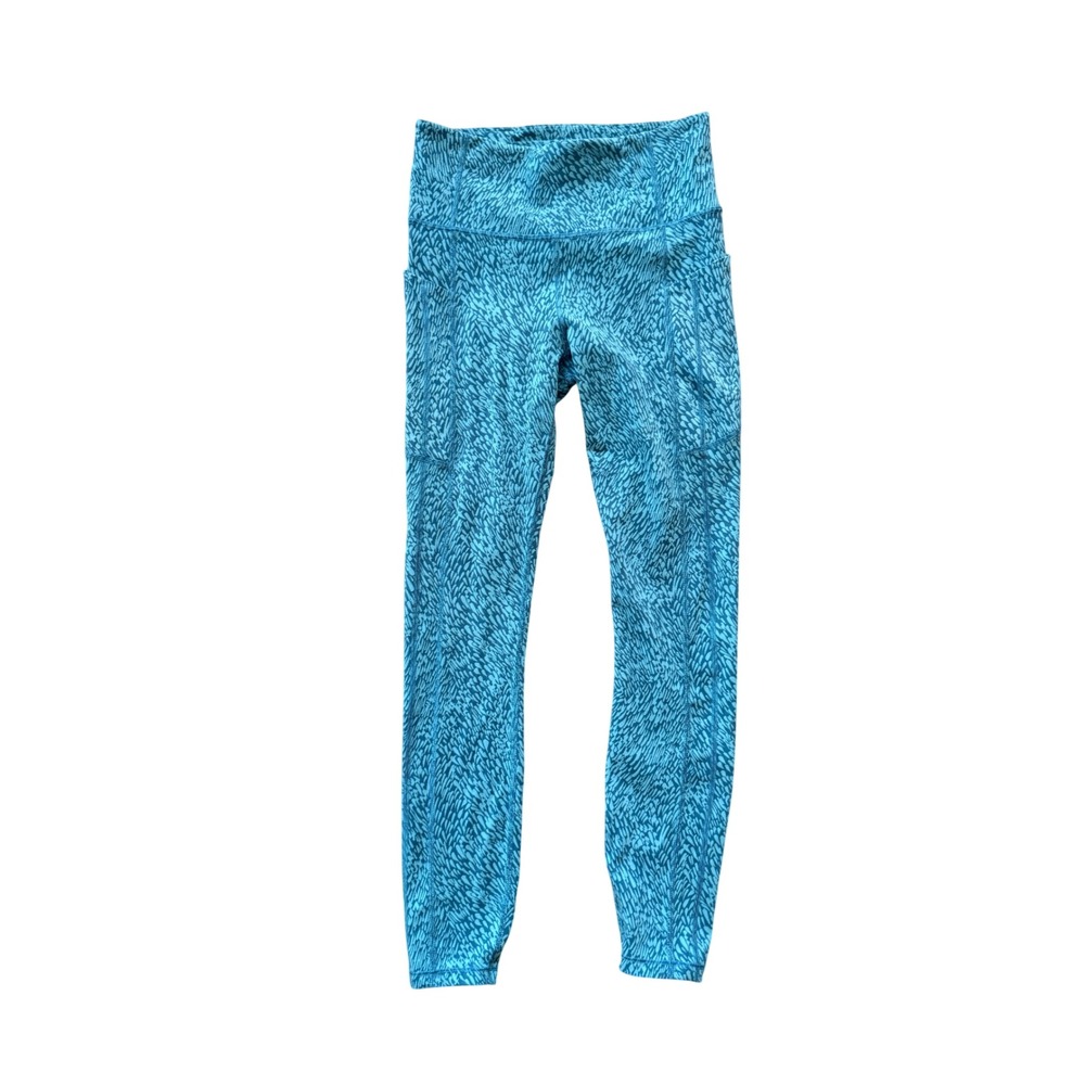 Athleta Ultimate Stash Textured 7/8 Tight Teal Blue Print Leggings Small S/P